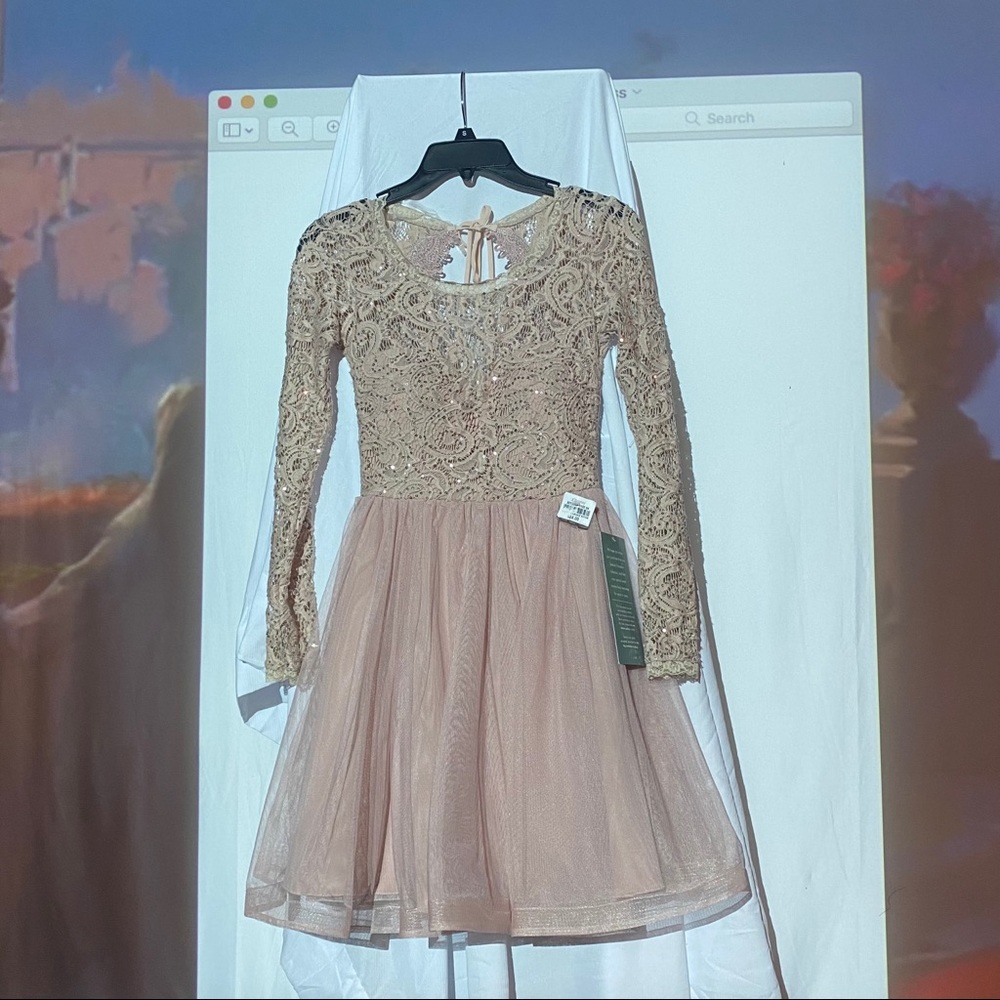 Sequin Hearts Pink Lace Homecoming Party Dress